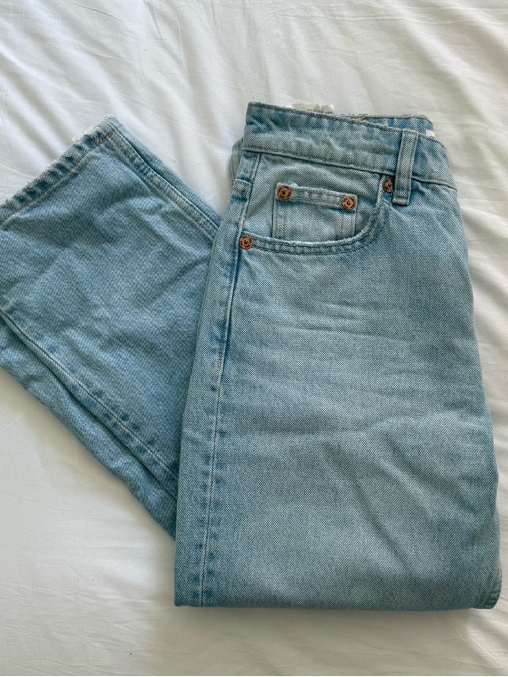 Zara Light Wash Mid Rise Straight Leg Jeans